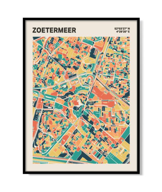 Plattegrond poster Licht Zoetermeer mozaiek stl 01 mockup lijst 05 | Funky Fellow