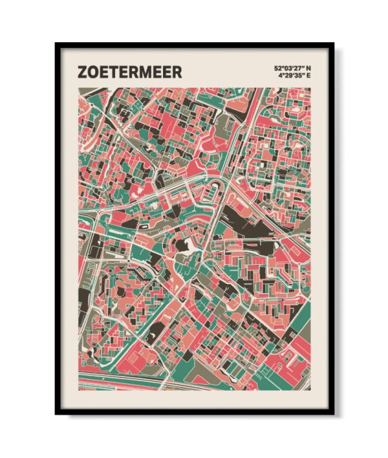 Plattegrond poster Licht Zoetermeer mozaiek stl 02 mockup lijst 05 | Funky Fellow