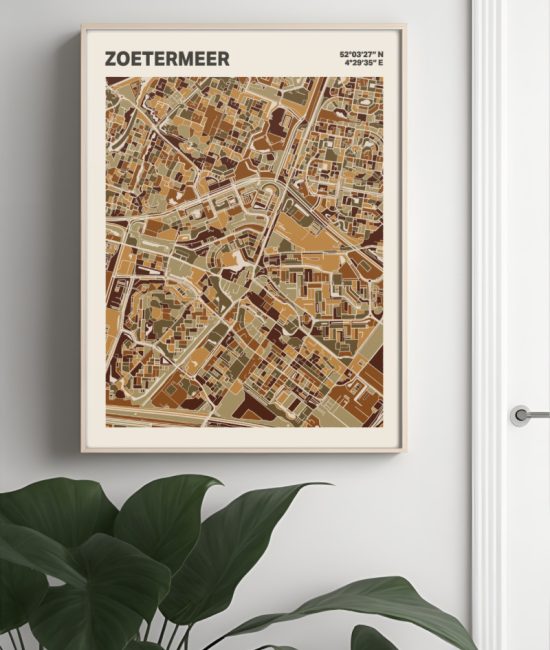 Plattegrond poster Licht Zoetermeer mozaiek stl 03 Mockup muur plant lijst 04 | Funky Fellow