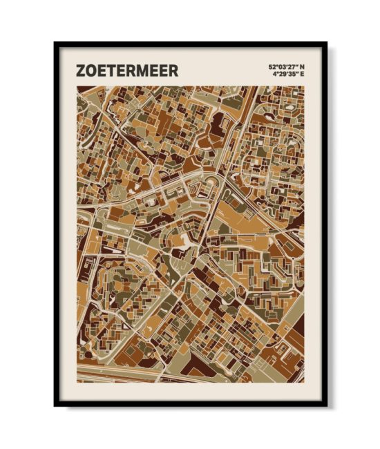 Plattegrond poster Licht Zoetermeer mozaiek stl 03 mockup lijst 05 | Funky Fellow