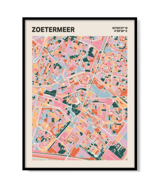 Plattegrond poster Licht Zoetermeer mozaiek stl 04 mockup lijst 05 | Funky Fellow