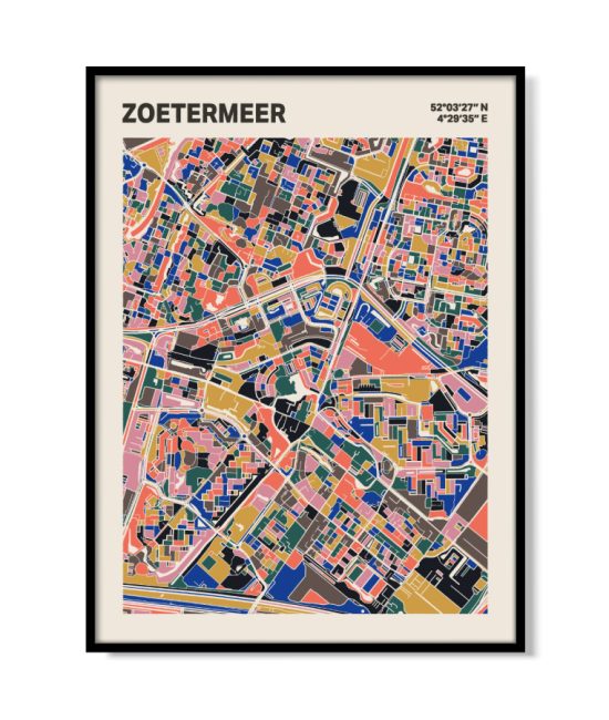 Plattegrond poster Licht Zoetermeer mozaiek stl 05 mockup lijst 05 | Funky Fellow