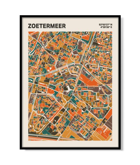 Plattegrond poster Licht Zoetermeer mozaiek stl 06 mockup lijst 05 | Funky Fellow
