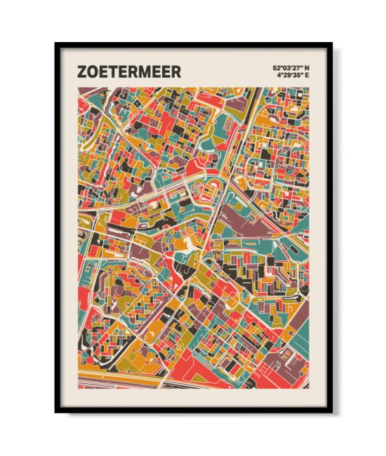 Plattegrond poster Licht Zoetermeer mozaiek stl 07 mockup lijst 05 | Funky Fellow