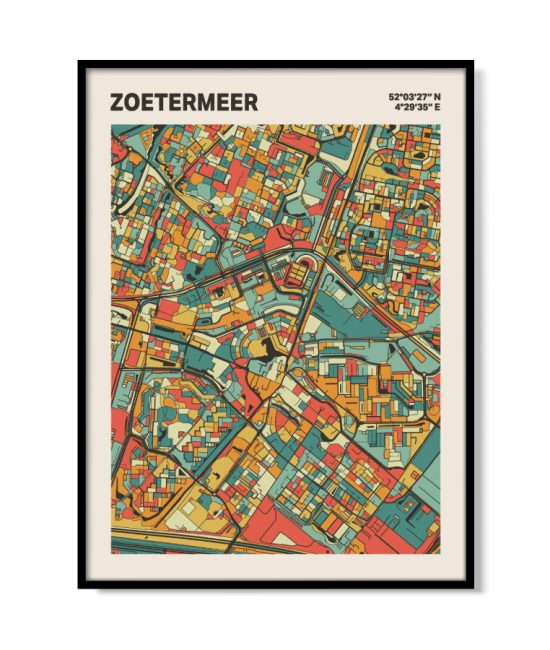 Plattegrond poster Licht Zoetermeer mozaiek stl 08 mockup lijst 05 | Funky Fellow