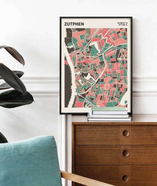 Plattegrond poster Licht Zutphen mozaiek stl 02 Mockup stoel kast lijst 03 | Funky Fellow