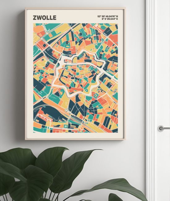 Plattegrond poster Licht Zwolle mozaiek stl 01 3 | Funky Fellow