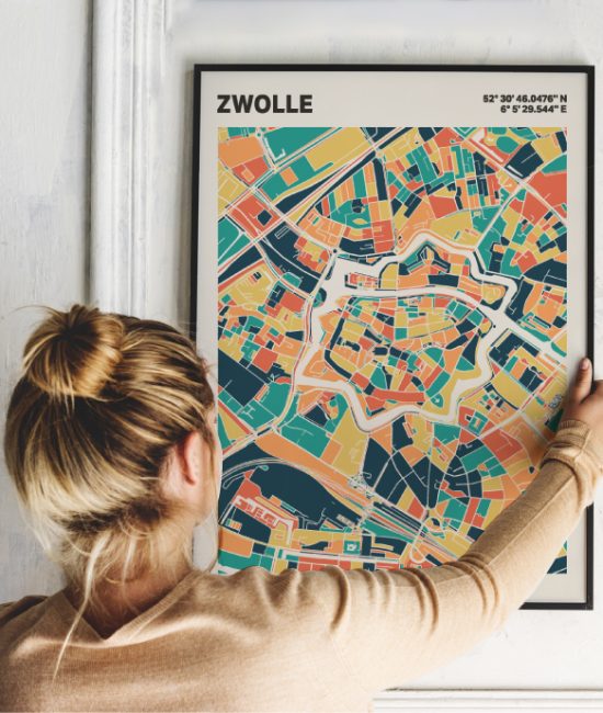 Plattegrond poster Licht Zwolle mozaiek stl 01 | Funky Fellow