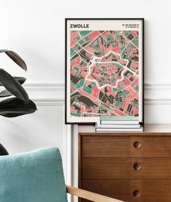 Plattegrond poster Licht Zwolle mozaiek stl 02 1 | Funky Fellow