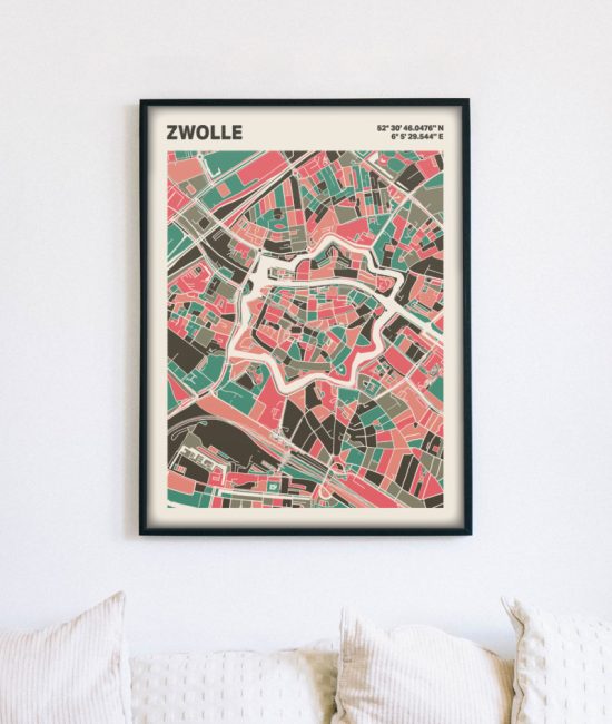 Plattegrond poster Licht Zwolle mozaiek stl 02 4 | Funky Fellow