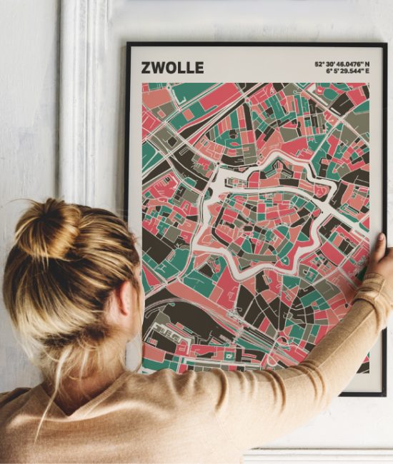 Plattegrond poster Licht Zwolle mozaiek stl 02 | Funky Fellow