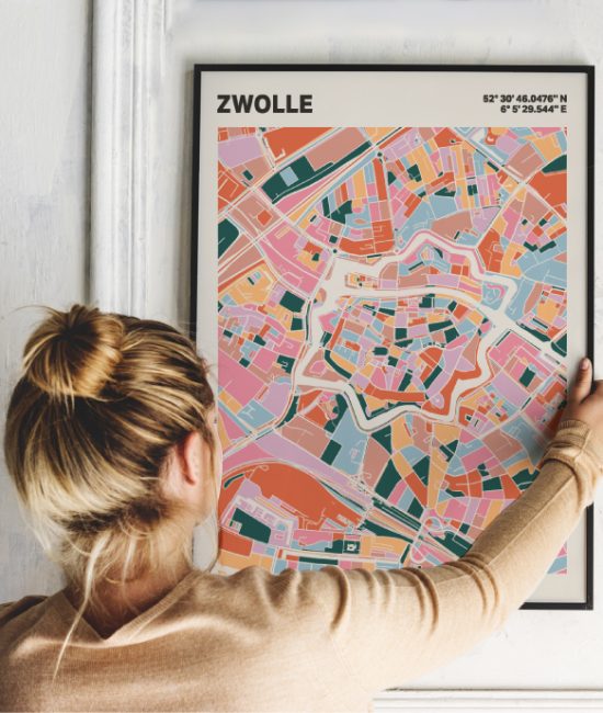 Plattegrond poster Licht Zwolle mozaiek stl 04 | Funky Fellow