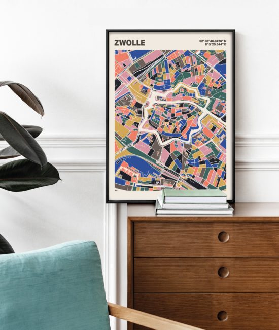 Plattegrond poster Licht Zwolle mozaiek stl 05 1 | Funky Fellow