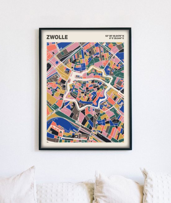 Plattegrond poster Licht Zwolle mozaiek stl 05 4 | Funky Fellow