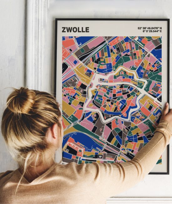 Plattegrond poster Licht Zwolle mozaiek stl 05 | Funky Fellow