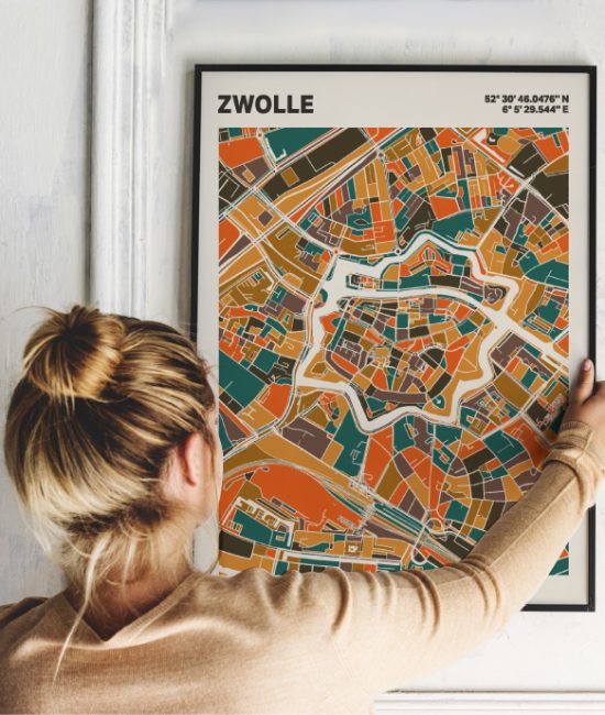 Plattegrond poster Licht Zwolle mozaiek stl 06 | Funky Fellow
