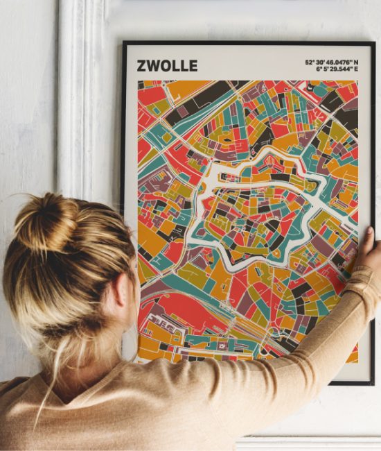Plattegrond poster Licht Zwolle mozaiek stl 07 | Funky Fellow