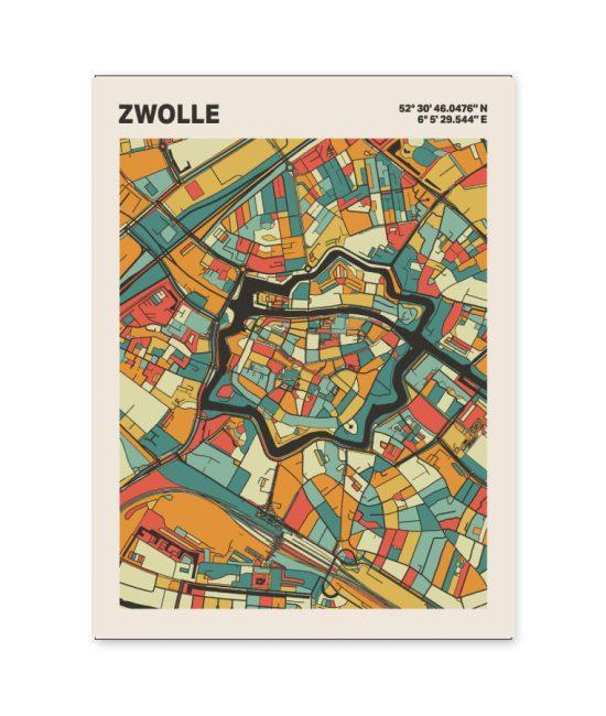 Plattegrond poster Licht Zwolle mozaiek stl 08 2 | Funky Fellow