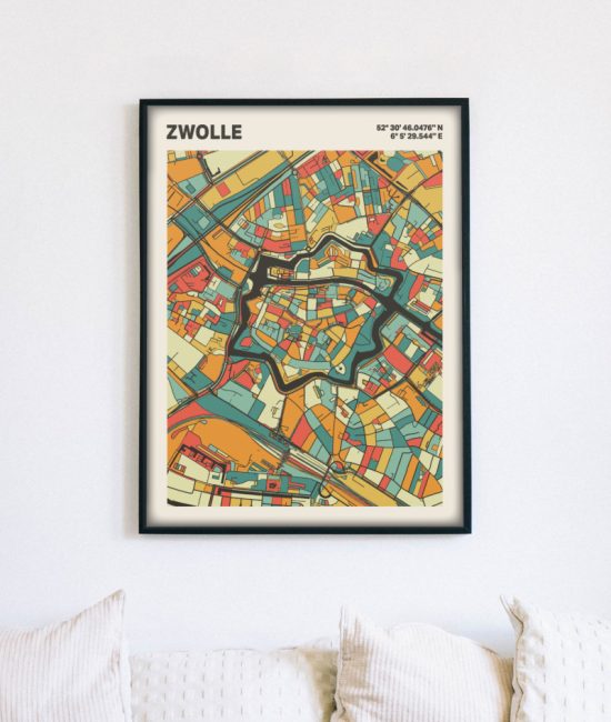 Plattegrond poster Licht Zwolle mozaiek stl 08 4 | Funky Fellow