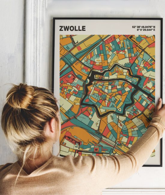 Plattegrond poster Licht Zwolle mozaiek stl 08 | Funky Fellow