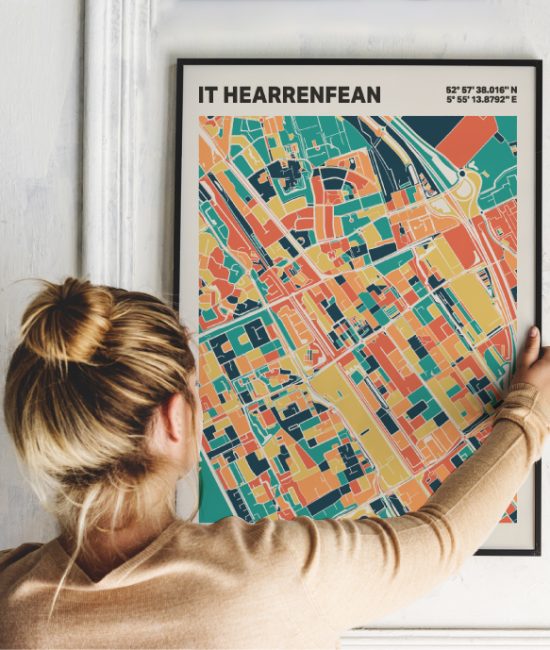 Plattegrond poster Licht it Hearrenfean mozaiek stl 01 1 | Funky Fellow