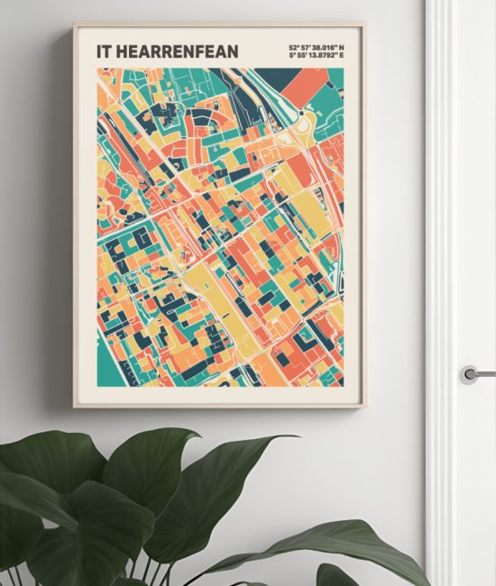 Plattegrond poster Licht it Hearrenfean mozaiek stl 01 4 | Funky Fellow