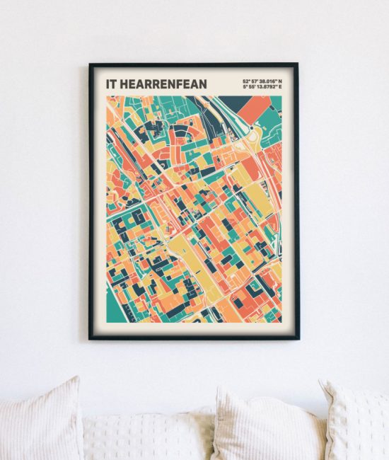 Plattegrond poster Licht it Hearrenfean mozaiek stl 01 5 | Funky Fellow