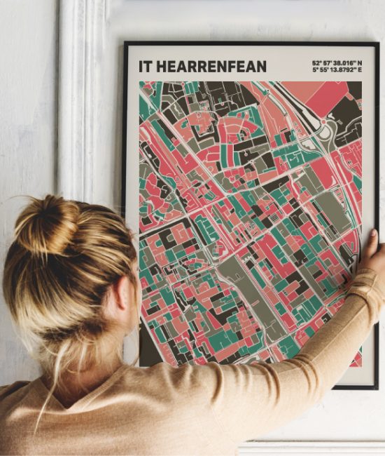 Plattegrond poster Licht it Hearrenfean mozaiek stl 02 1 | Funky Fellow