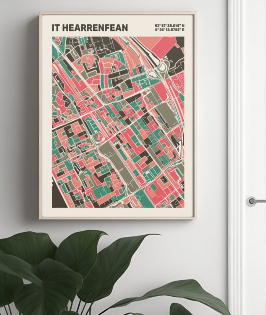 Plattegrond poster Licht it Hearrenfean mozaiek stl 02 4 | Funky Fellow
