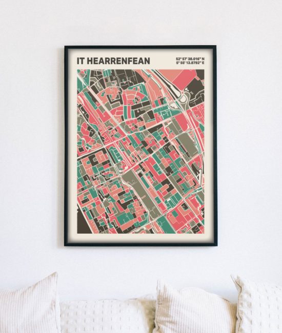 Plattegrond poster Licht it Hearrenfean mozaiek stl 02 5 | Funky Fellow