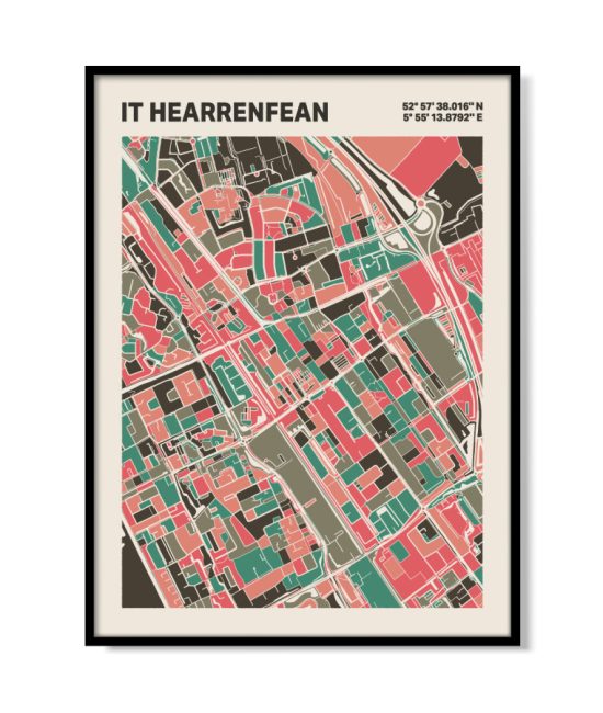 Plattegrond poster Licht it Hearrenfean mozaiek stl 02 | Funky Fellow