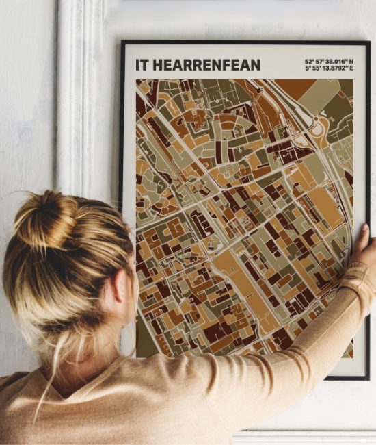 Plattegrond poster Licht it Hearrenfean mozaiek stl 03 1 | Funky Fellow