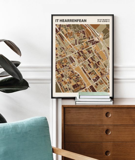 Plattegrond poster Licht it Hearrenfean mozaiek stl 03 2 | Funky Fellow