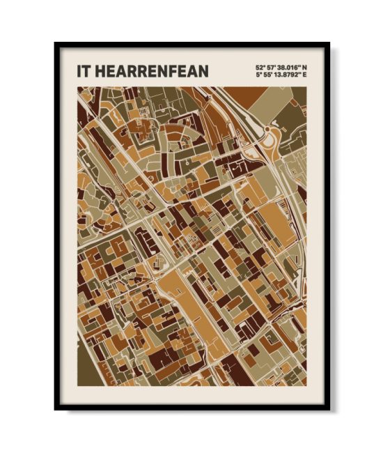 Plattegrond poster Licht it Hearrenfean mozaiek stl 03 | Funky Fellow
