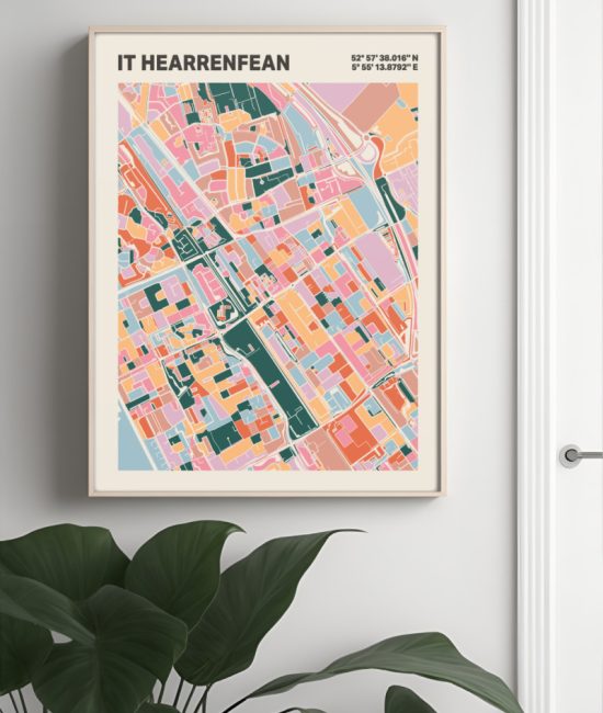 Plattegrond poster Licht it Hearrenfean mozaiek stl 04 4 | Funky Fellow