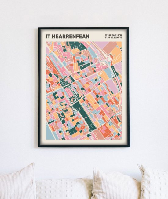 Plattegrond poster Licht it Hearrenfean mozaiek stl 04 5 | Funky Fellow