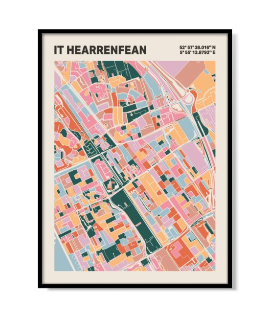 Plattegrond poster Licht it Hearrenfean mozaiek stl 04 | Funky Fellow