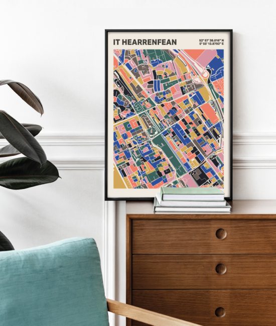 Plattegrond poster Licht it Hearrenfean mozaiek stl 05 2 | Funky Fellow