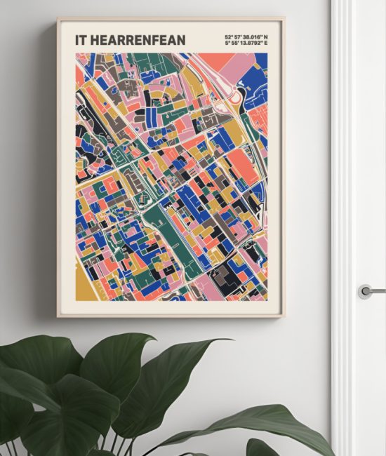 Plattegrond poster Licht it Hearrenfean mozaiek stl 05 4 | Funky Fellow