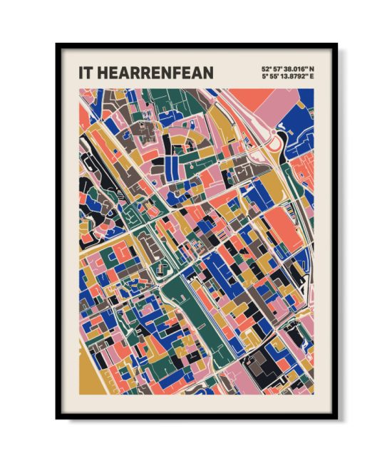 Plattegrond poster Licht it Hearrenfean mozaiek stl 05 | Funky Fellow