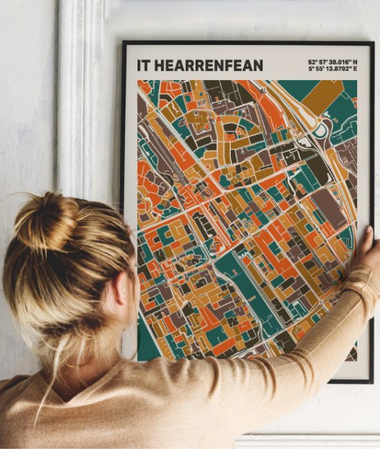 Plattegrond poster Licht it Hearrenfean mozaiek stl 06 1 | Funky Fellow