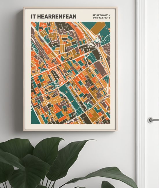 Plattegrond poster Licht it Hearrenfean mozaiek stl 06 4 | Funky Fellow