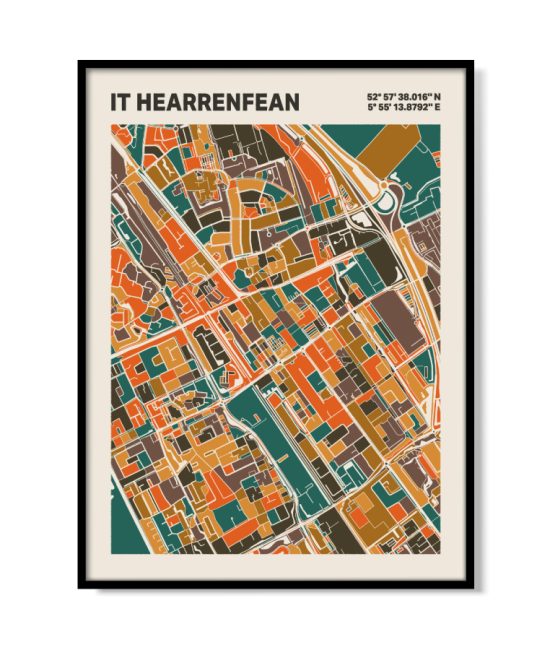 Plattegrond poster Licht it Hearrenfean mozaiek stl 06 | Funky Fellow