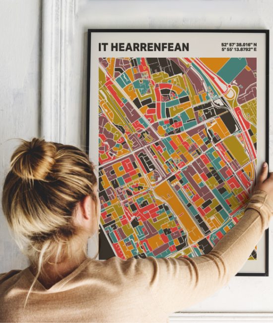 Plattegrond poster Licht it Hearrenfean mozaiek stl 07 1 | Funky Fellow