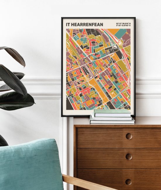 Plattegrond poster Licht it Hearrenfean mozaiek stl 07 2 | Funky Fellow