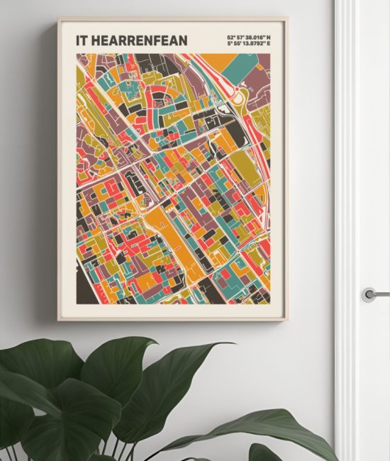 Plattegrond poster Licht it Hearrenfean mozaiek stl 07 4 | Funky Fellow