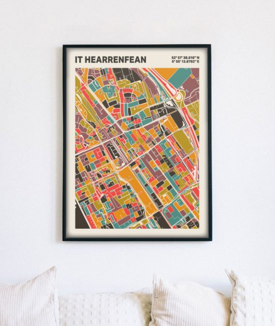 Plattegrond poster Licht it Hearrenfean mozaiek stl 07 5 | Funky Fellow