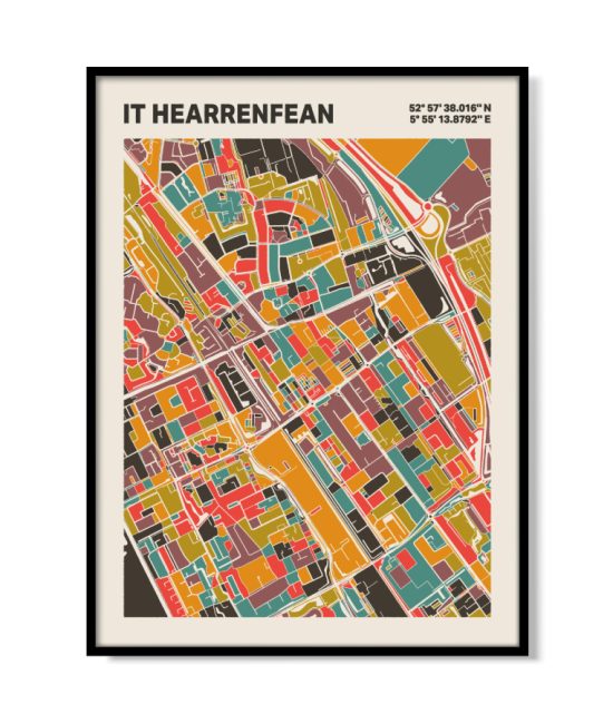 Plattegrond poster Licht it Hearrenfean mozaiek stl 07 | Funky Fellow