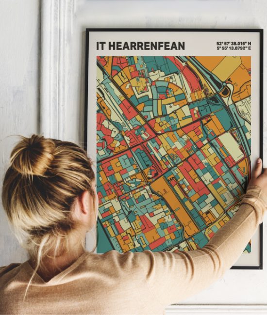 Plattegrond poster Licht it Hearrenfean mozaiek stl 08 1 | Funky Fellow