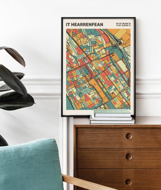 Plattegrond poster Licht it Hearrenfean mozaiek stl 08 2 | Funky Fellow